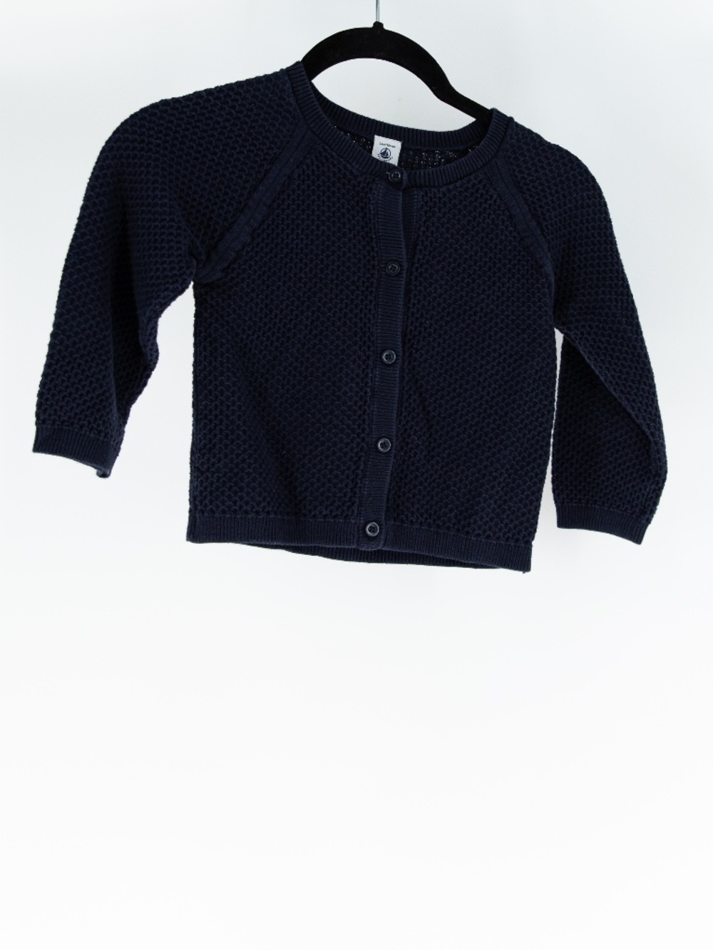 Petit Bateau Children's 100% Cotton Knit Crew Neck Cardigan Sweater Blue 4
